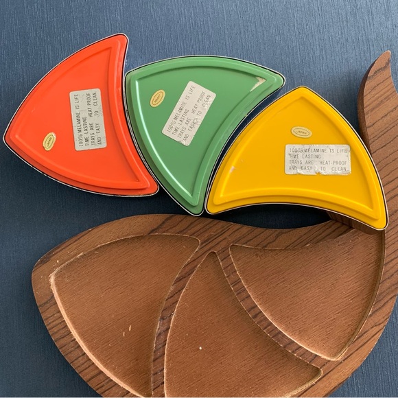 Vintage 1970s Gailstyn Sutton Wood Melamine Rainbow Fish Relish Server - Picture 2 of 6